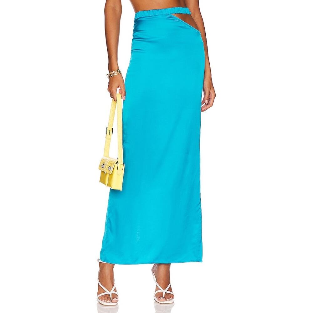 Camila Coelho Women’s Lilly Maxi Skirt in Aqua Blue Sz XS